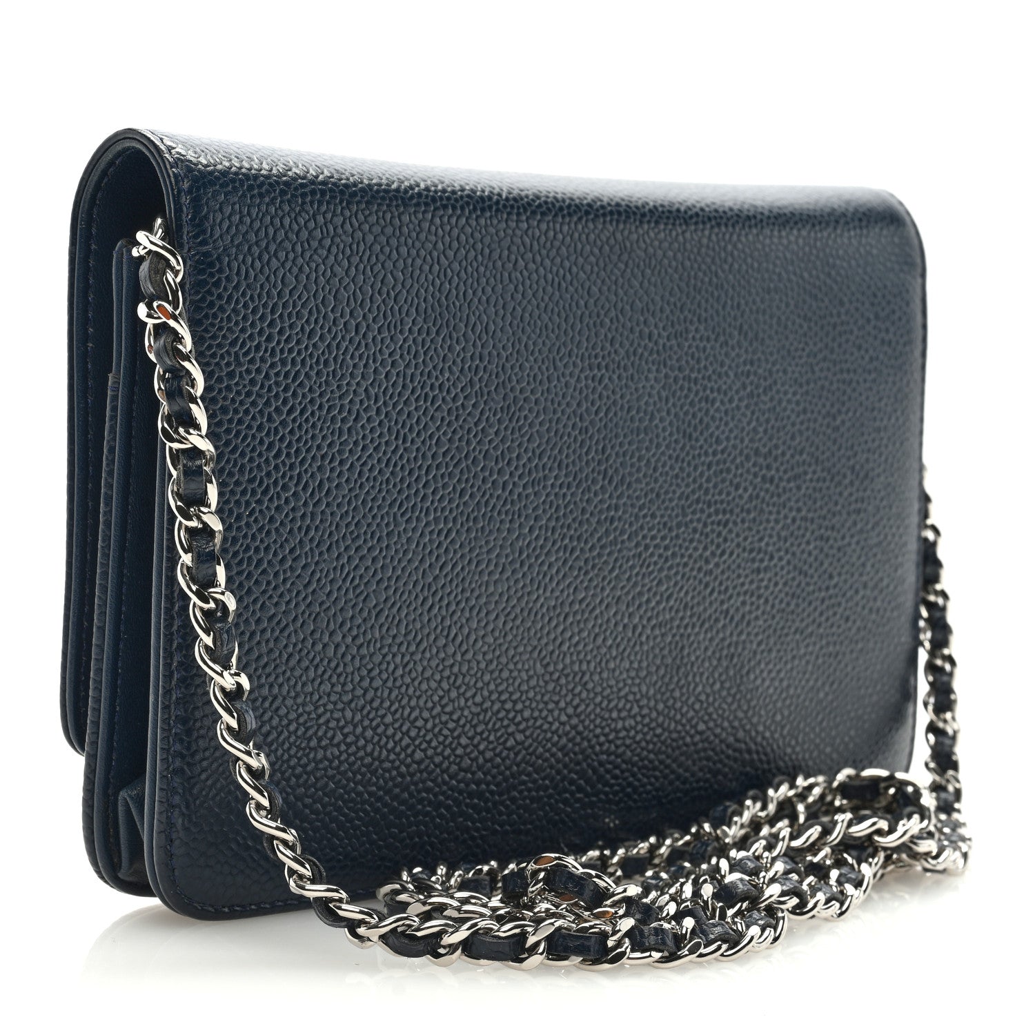 Chanel Caviar Timeless CC Wallet on Chain WOC Navy Blue 2 of 9