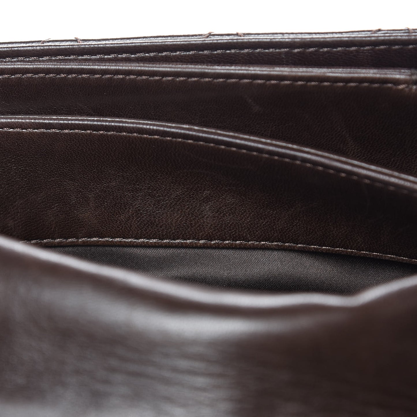 Lambskin Quilted Large 3 Flap Dark Brown