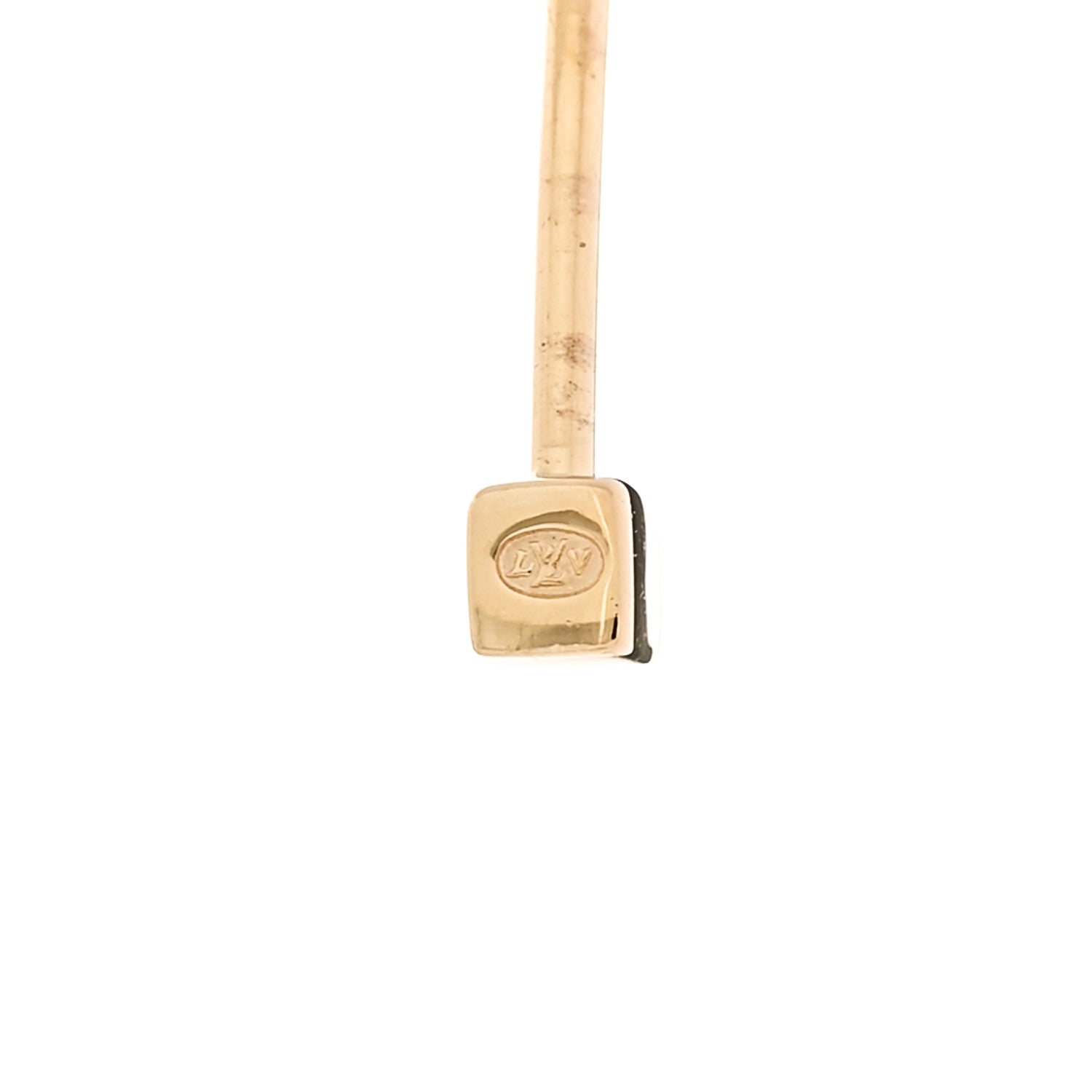 Louis Vuitton 18k Yellow Gold Cultured Pearl Monogram Hoop Earrings 5 of 6