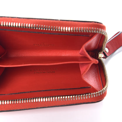 Valentino Garavani Calfskin Rockstud Zip Around Coin Case Card Holder Deep Orange 5 of 9