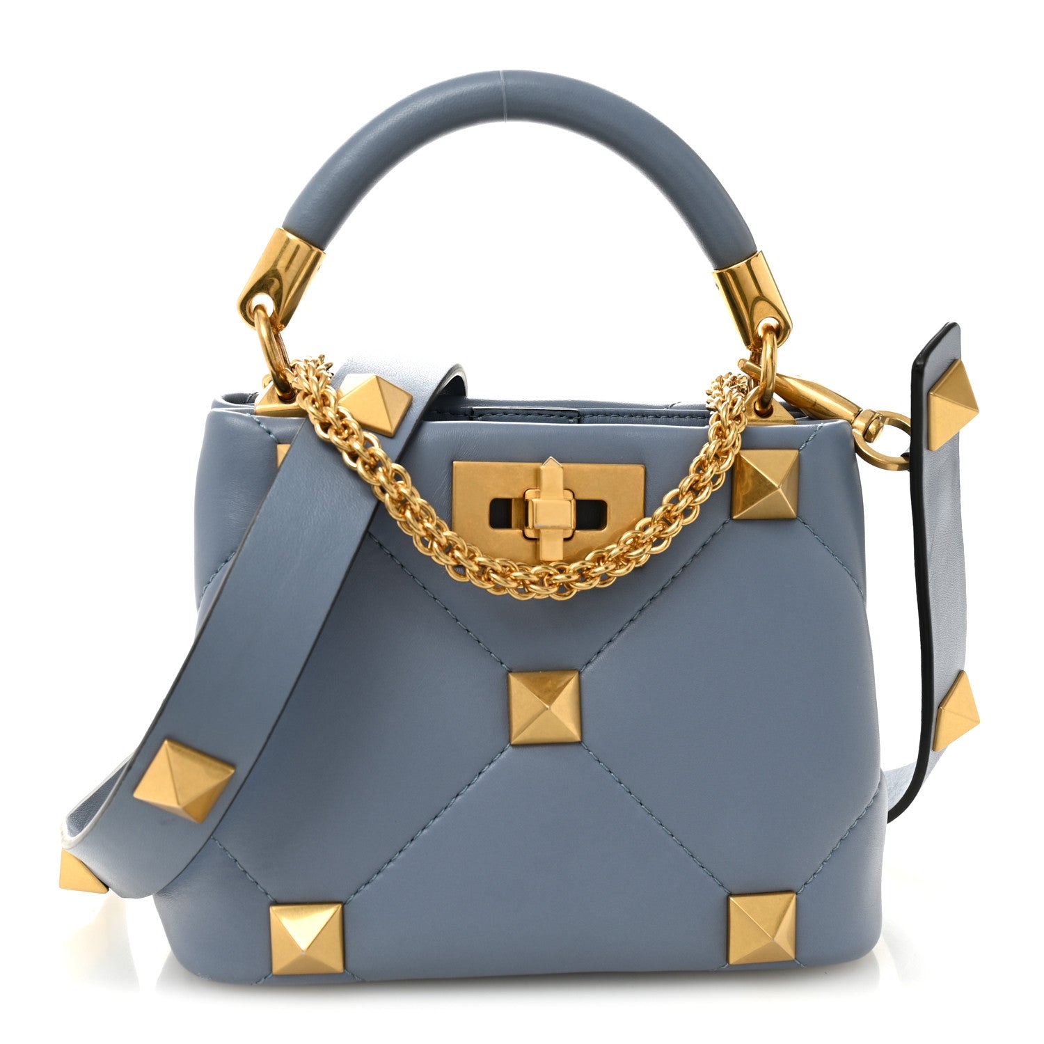 Valentino Garavani Nappa Mini Roman Stud The Handle Bag Niagara 1 of 9