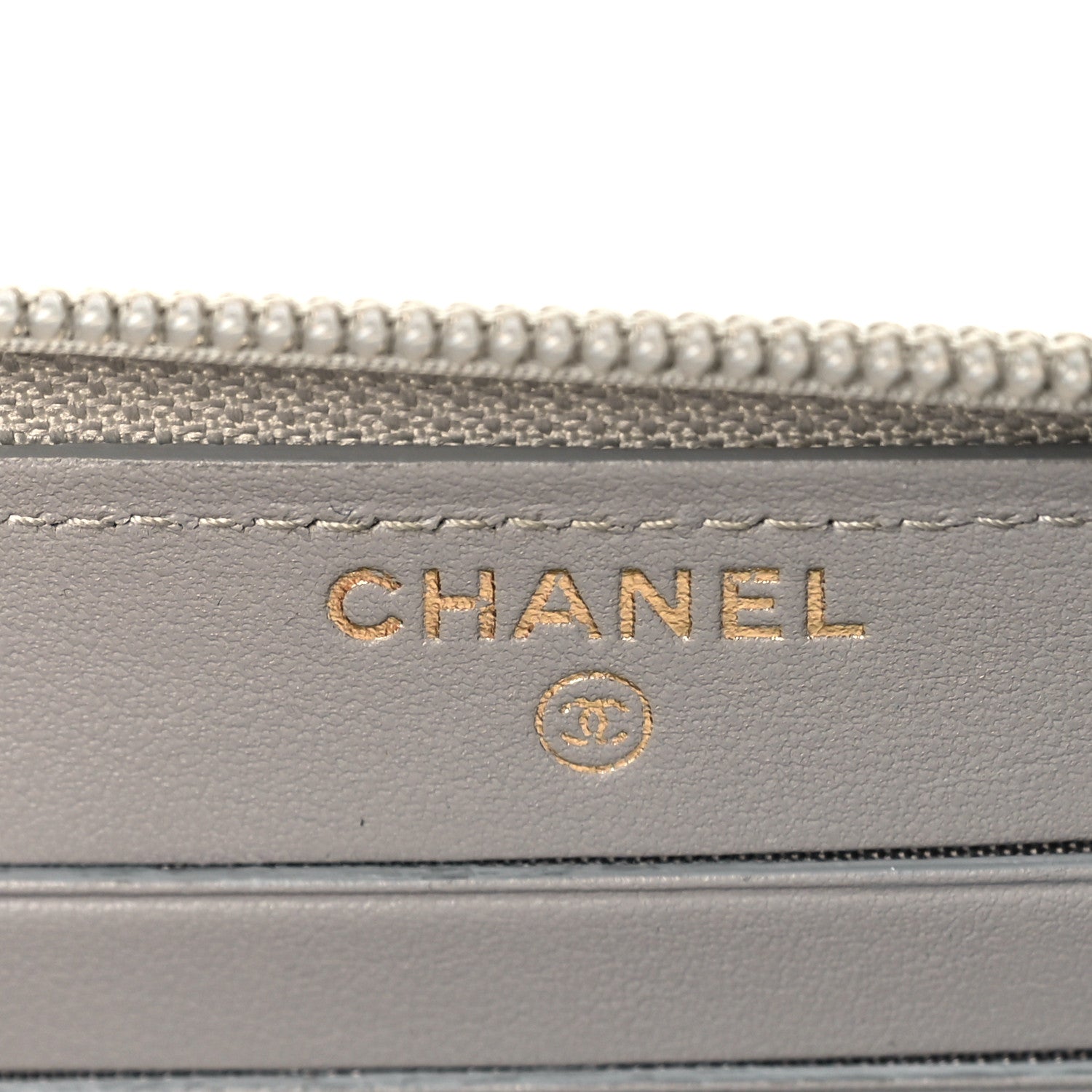 Chanel Caviar Quilted Boy Small Zip Around Wallet Grey 6 of 10