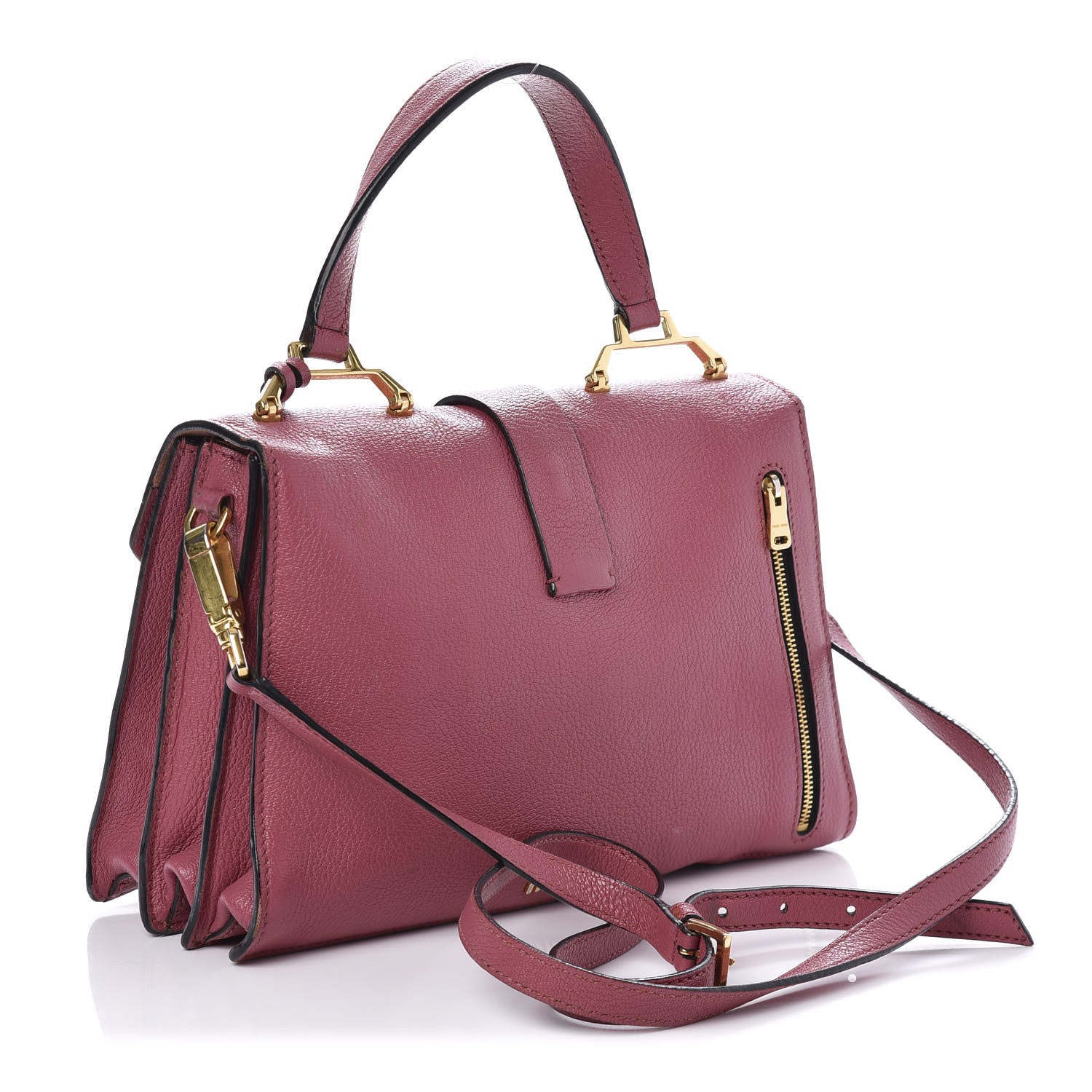 Miu Miu Goatskin Madras Top Handle Bag Bruyere 3 of 11