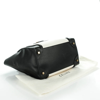 Celine Smooth and Textured Calfskin Mini Bi-Color Luggage Black White 4 of 8