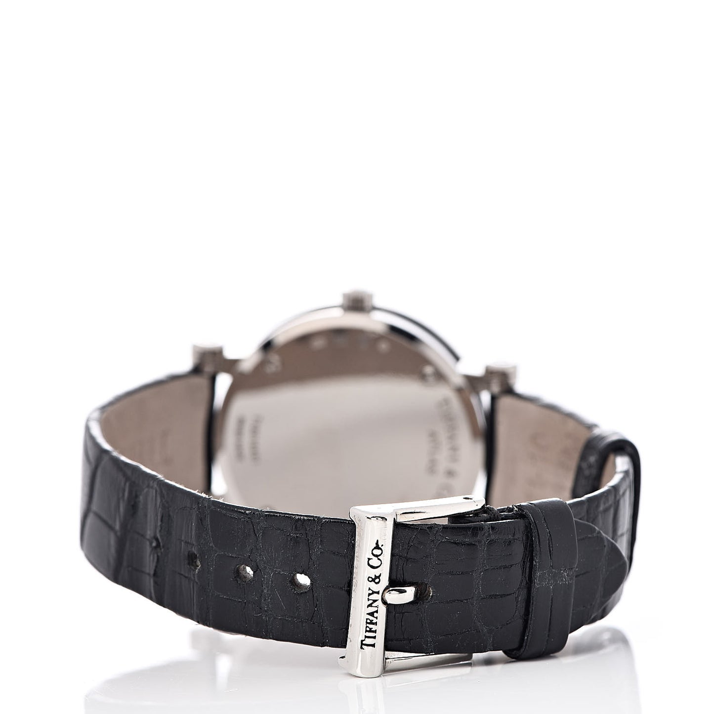 18K White Gold Alligator Diamond 30mm Atlas Quartz Watch Black