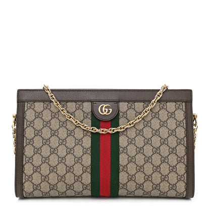 Gucci GG Supreme Monogram Web Medium Ophidia Chain Shoulder Bag Brown 1 of 8