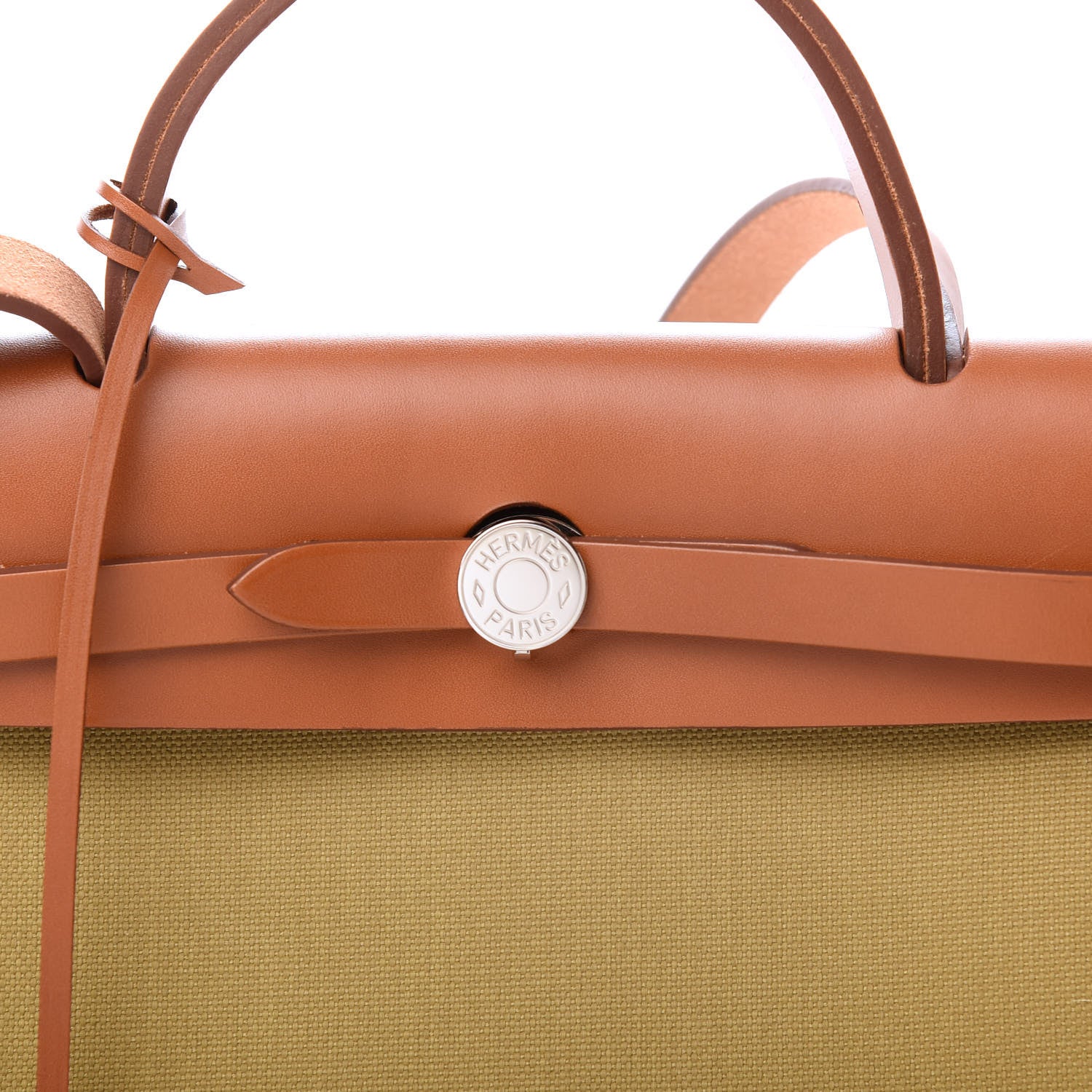 Hermes Military Toile Vache Hunter Herbag Zip Retourne 31 PM Ginger Naturel 11 of 12