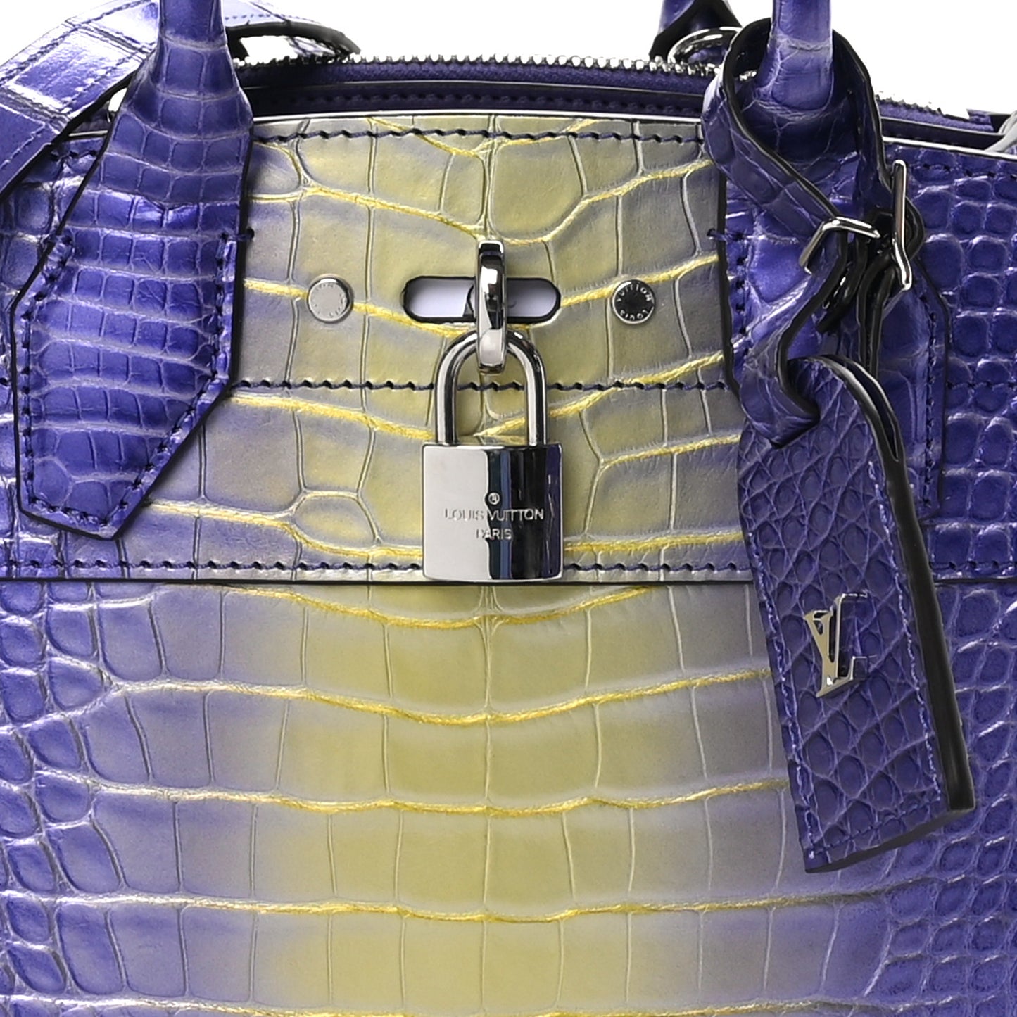 Alligator Goatskin Mini City Steamer Purple Yellow