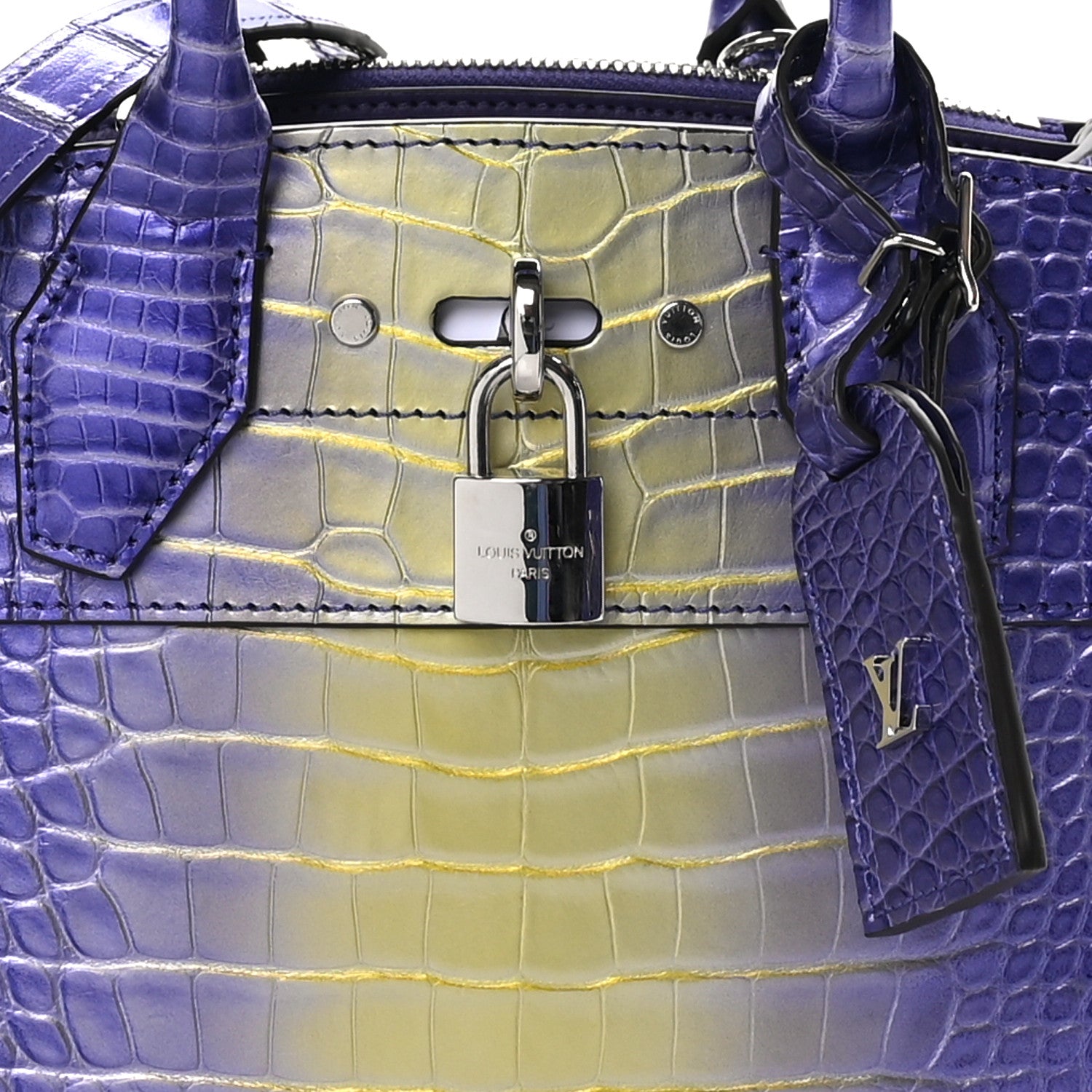Louis Vuitton Alligator Goatskin Mini City Steamer Purple Yellow 7 of 9