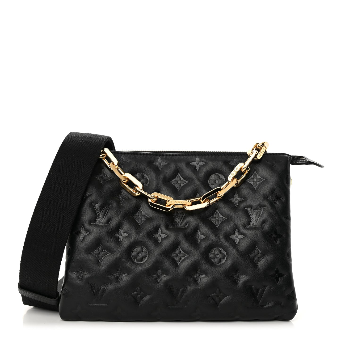 Lambskin Embossed Monogram Coussin PM Black