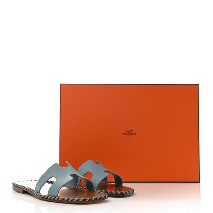 Hermes Box Calfskin Braided Oran Sandals 36.5 Vert D'Eau 9 of 9