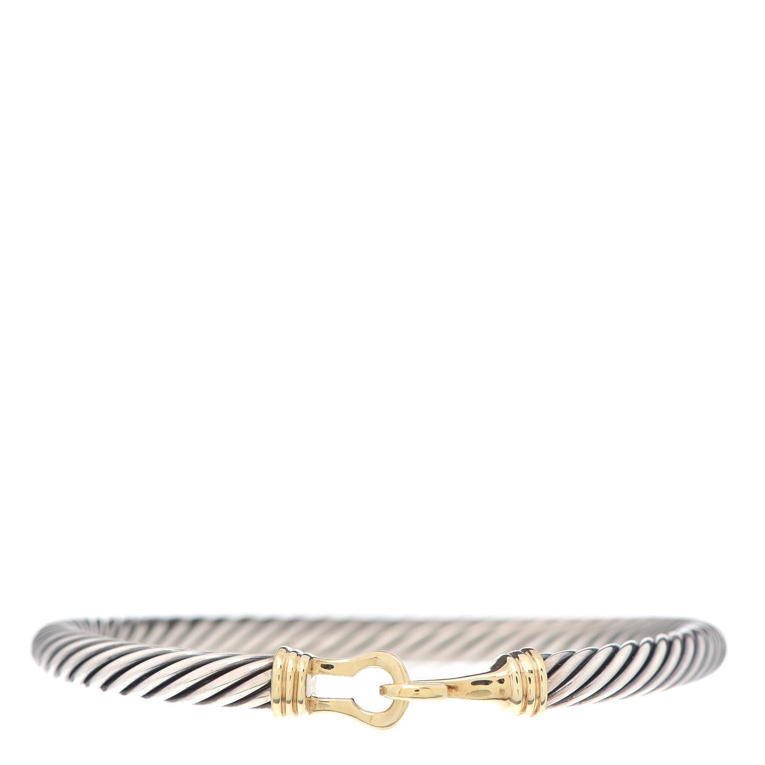 David Yurman Sterling Silver 14K Yellow Gold 5mm Cable Classic Buckle Bracelet 1 of 4