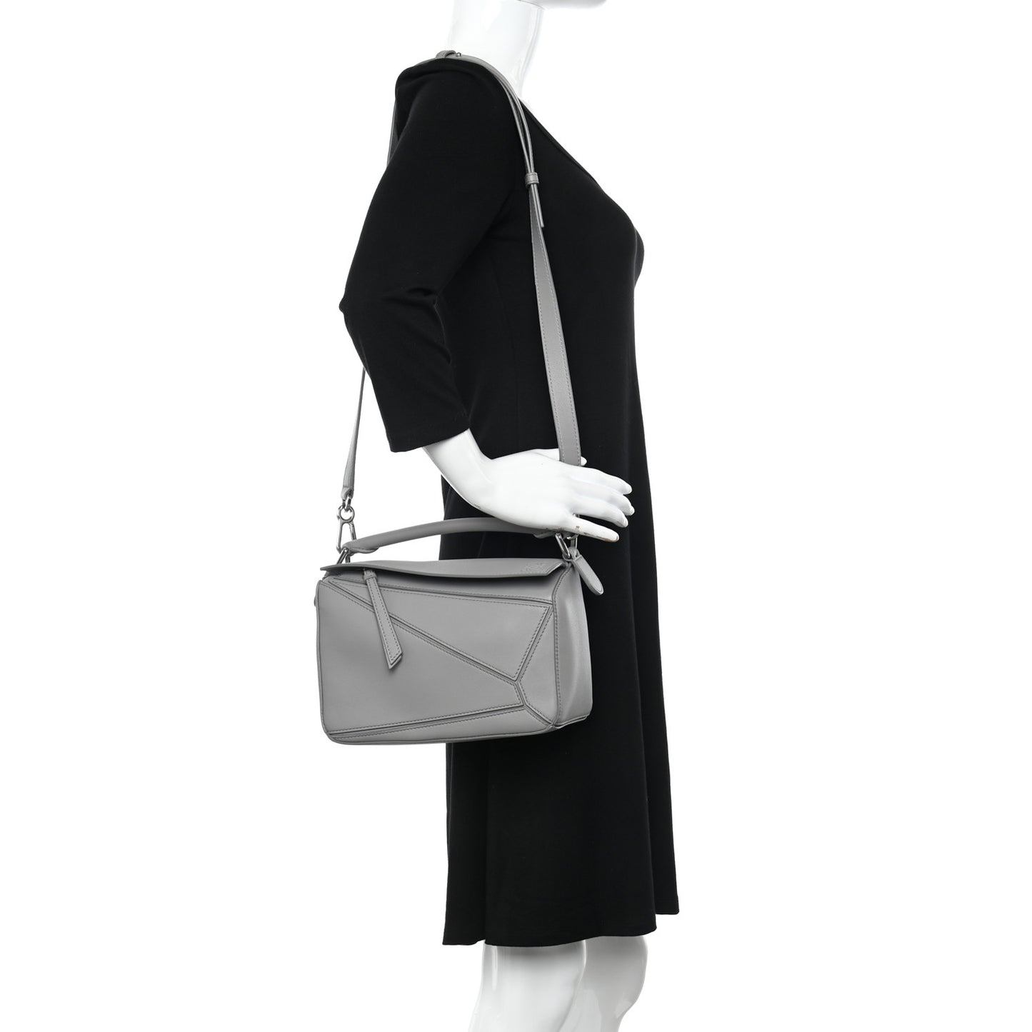 Calfskin Small Puzzle Bag Pearl Grey