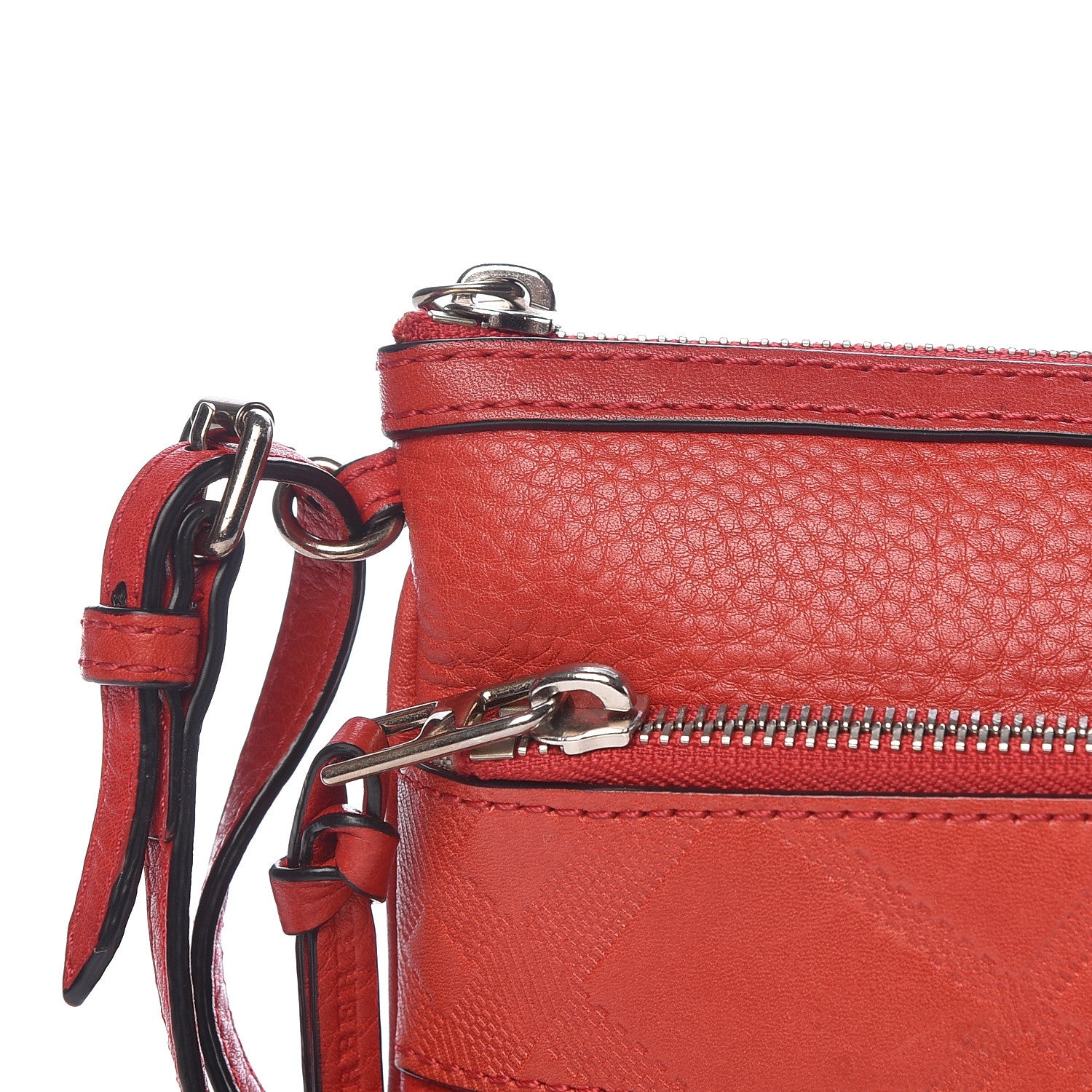 Burberry Grainy Calfskin Check Embossed Wristlet Military Red 15 of 16