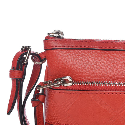 Burberry Grainy Calfskin Check Embossed Wristlet Military Red 15 of 16