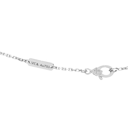 Van Cleef & Arpels 18K White Gold Chalcedony Vintage Alhambra Pendant Necklace 4 of 5