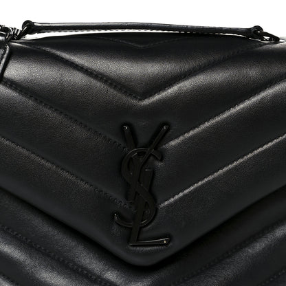 Saint Laurent Calfskin Y Quilted Monogram Monochrome Small Loulou Chain Satchel Black 9 of 11