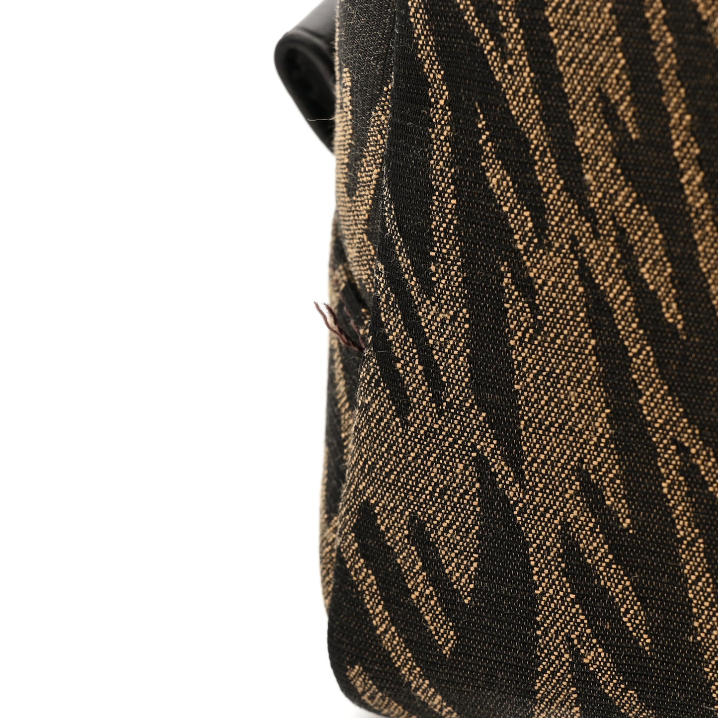 X SARAH COLEMAN Fabric Jacquard Vitello King FF Vertigo Medium Trapezoid Beauty Pouch Tobacco Moro Black