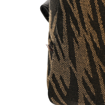 Fendi X SARAH COLEMAN Fabric Jacquard Vitello King FF Vertigo Medium Trapezoid Beauty Pouch Tobacco Moro Black 11 of 11