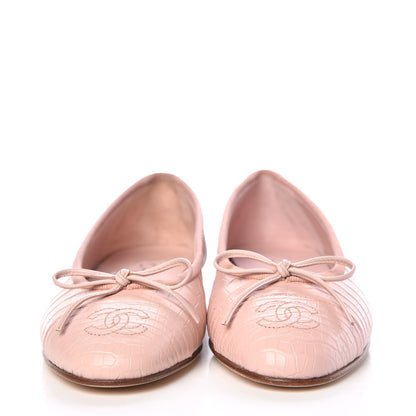 Chanel Alligator CC Cap Toe Ballerina Flats 35 Light Pink 2 of 12
