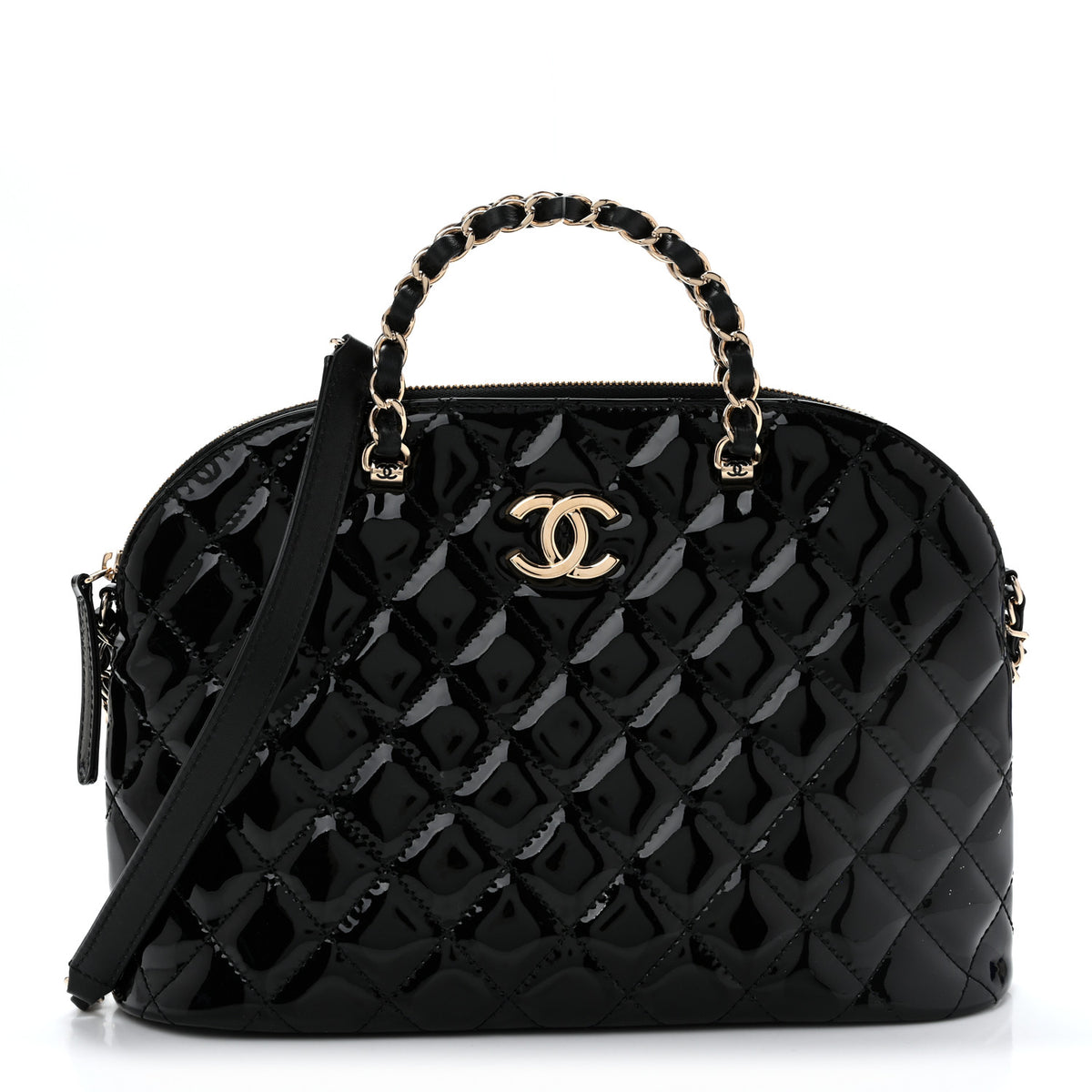 Chanel Patent Quilted Shiny Coco Small Shopping Bag Black 1 of 12