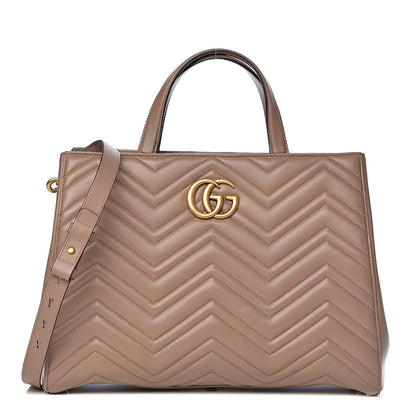 Gucci Calfskin Matelasse Medium GG Marmont Tote Porcelain Rose 1 of 11