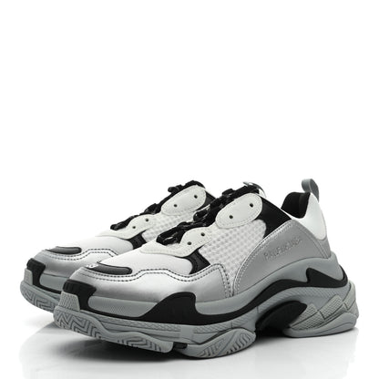 Balenciaga Metallic Fabric Mesh Womens Triple S Sneakers 39 Grey Dark Grey Black 3 of 8
