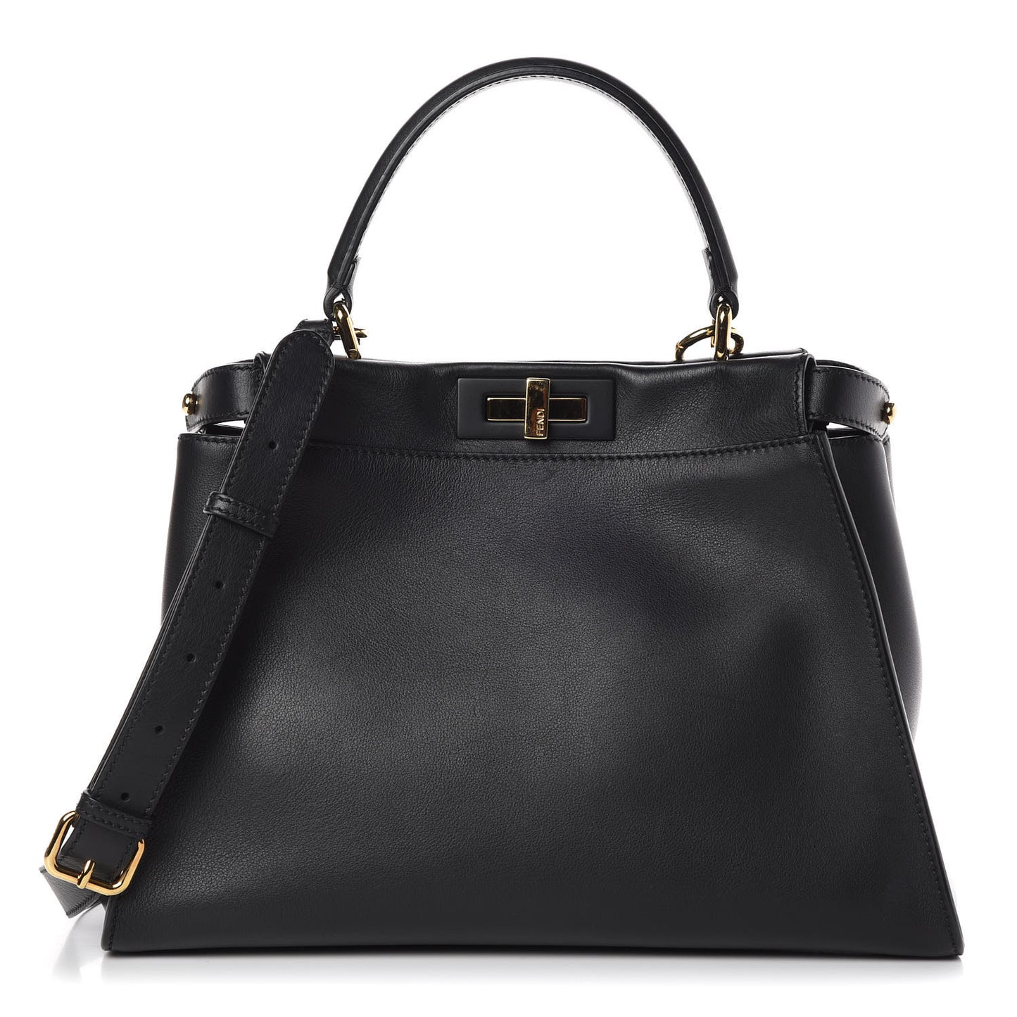 Vitello Seta Shiny Nappa Medium Peekaboo Iconic Satchel Black
