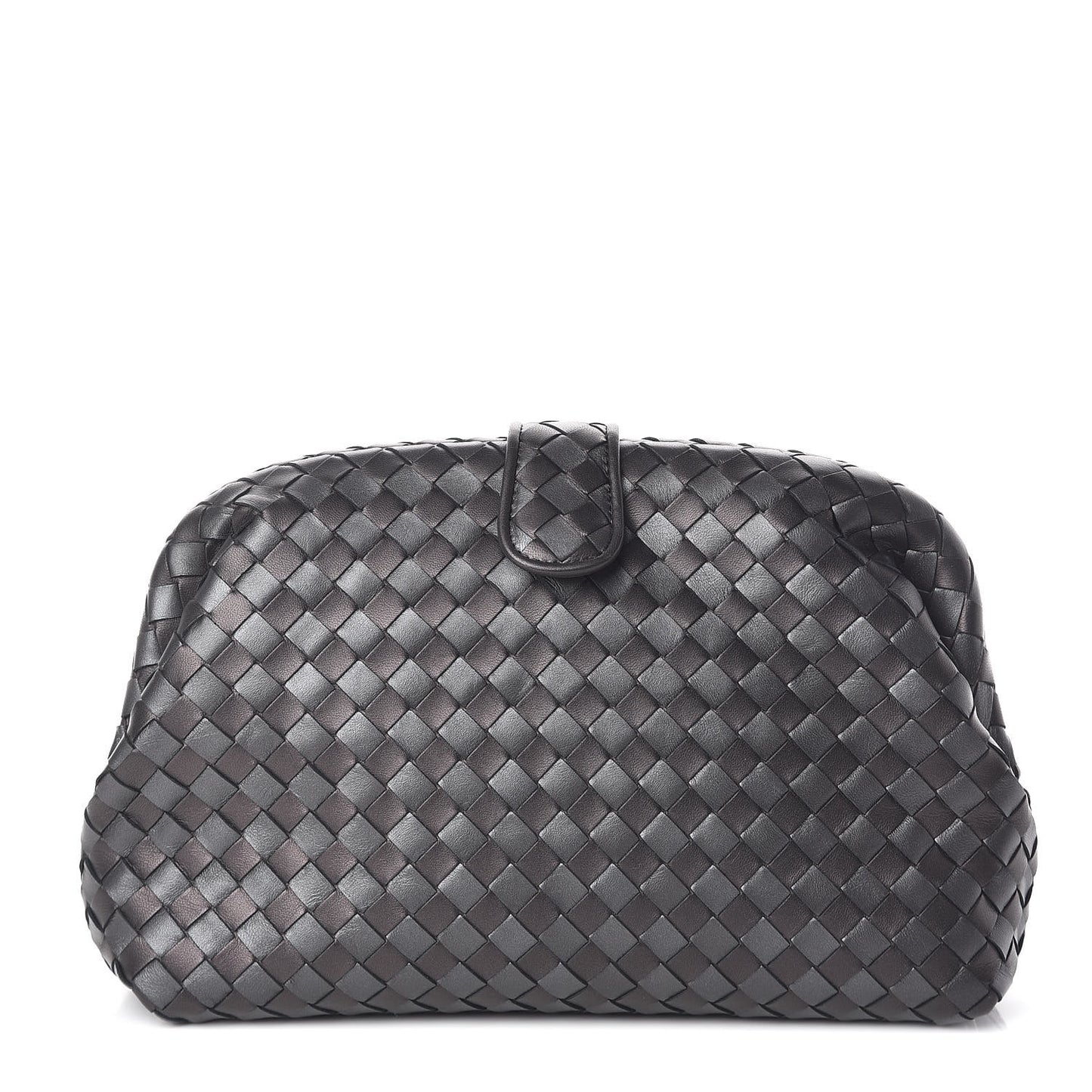 Metallic Nappa Intrecciato The Lauren 1980 Clutch Quetsche Antique Silver