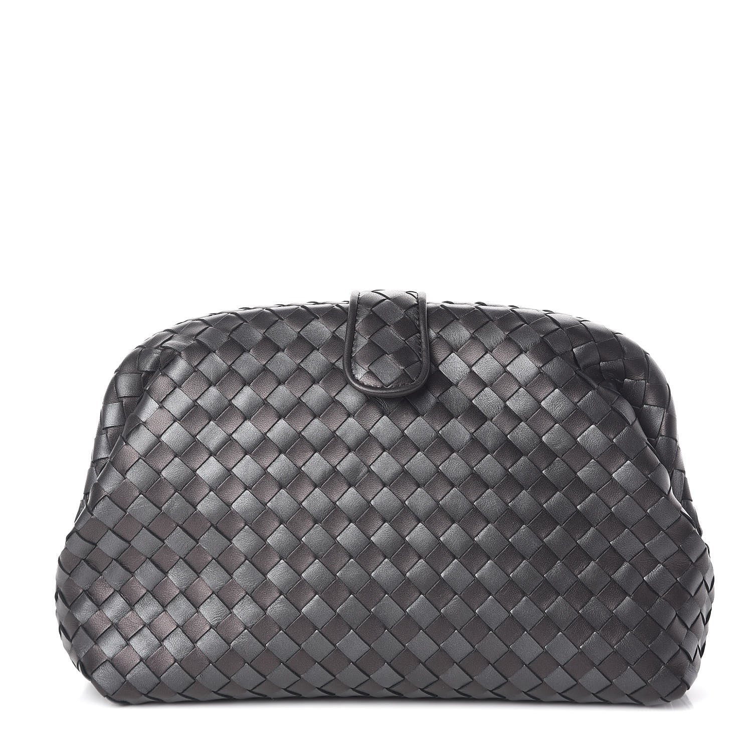 Bottega Veneta Metallic Nappa Intrecciato The Lauren 1980 Clutch Quetsche Antique Silver 1 of 8
