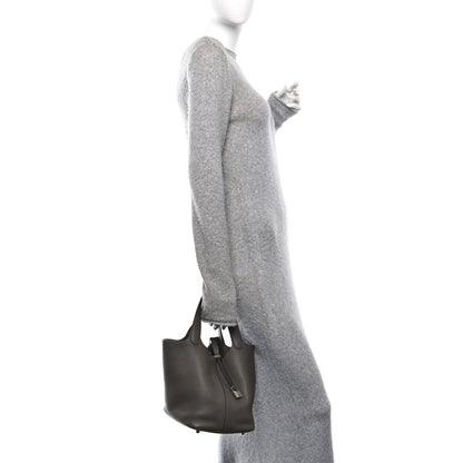 Hermes Taurillon Clemence Picotin Lock 22 MM Gris Asphalte 2 of 10