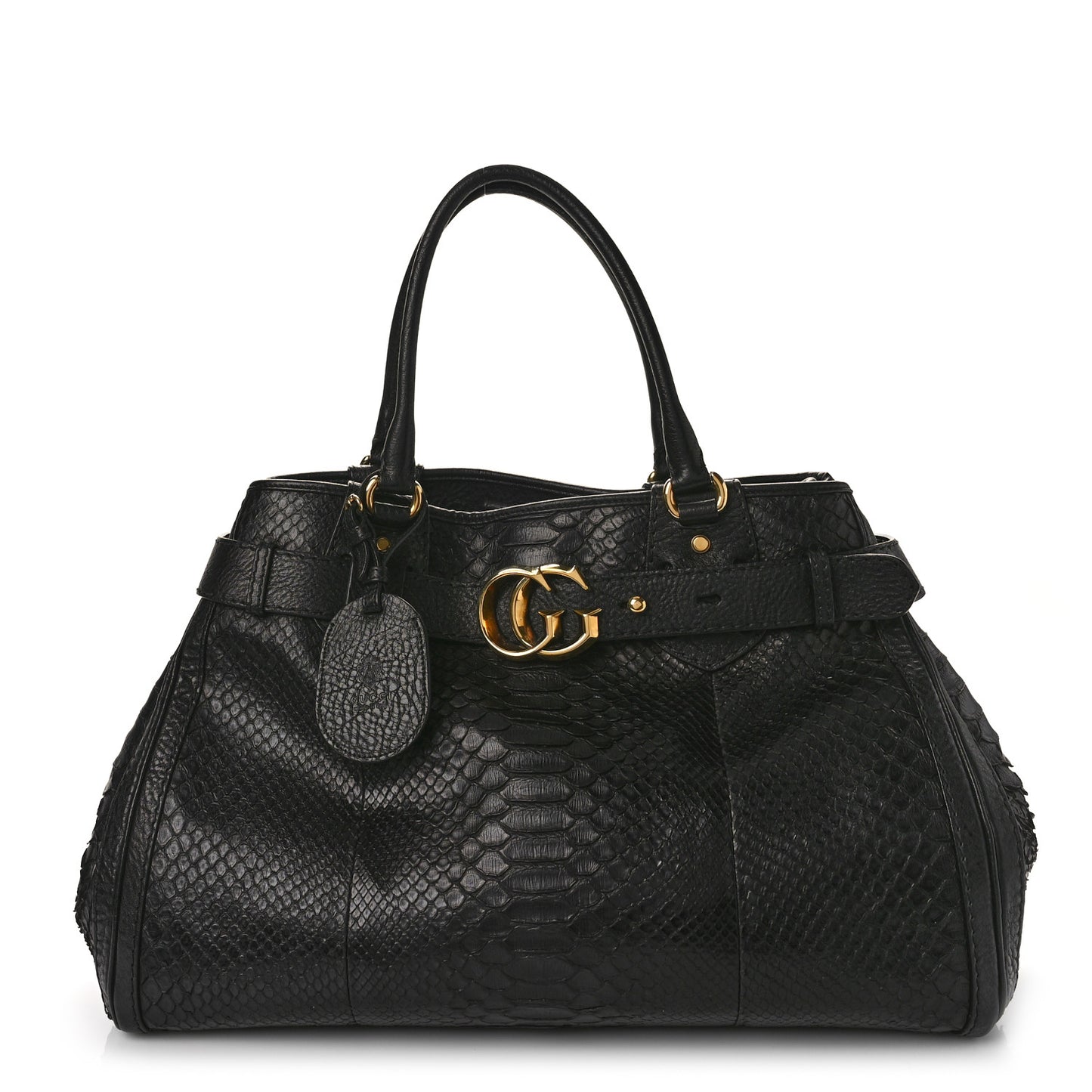 Snakeskin Large GG Running Tote Black