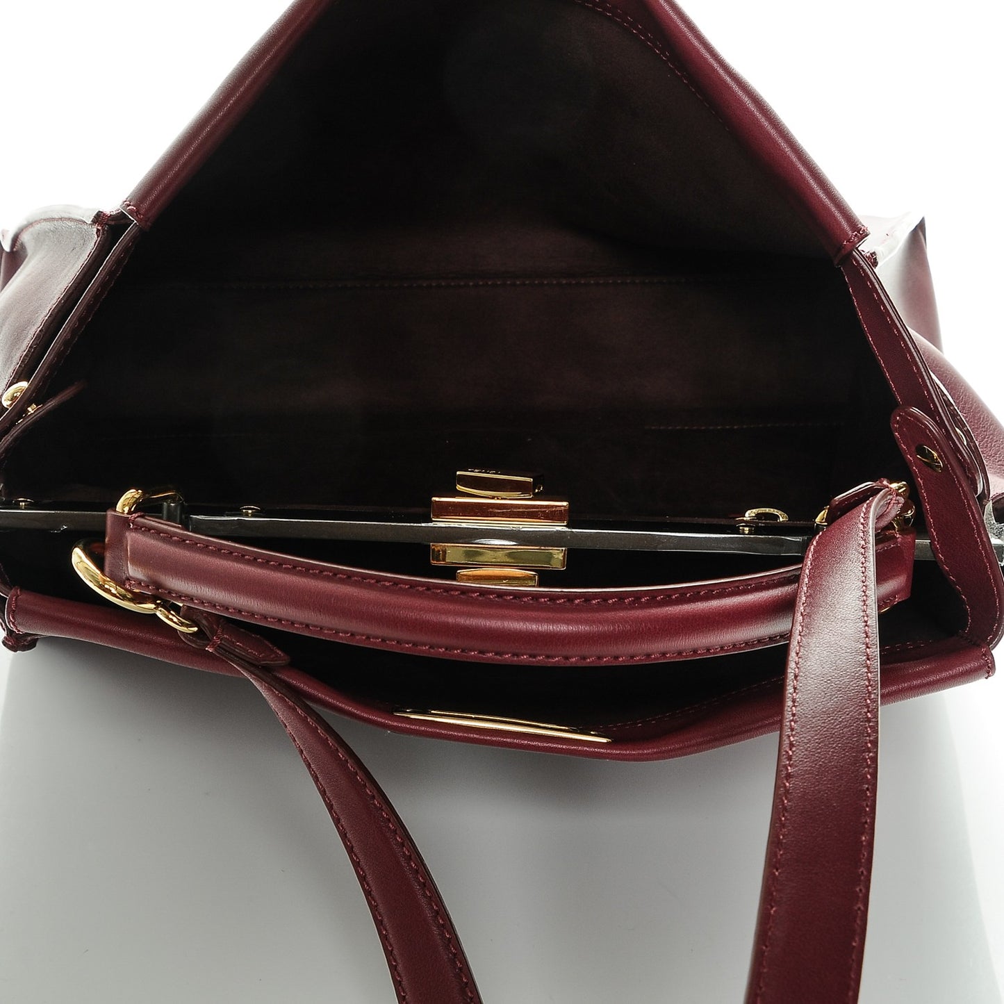 Vitello Dolce Marmol Large Peekaboo Iconic Satchel Bordeaux Graphite