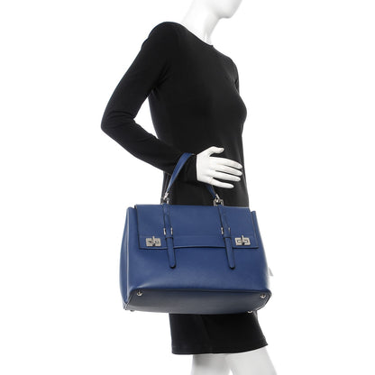 Prada Saffiano Cuir Convertible Top Handle Tote Bleuette 3 of 13