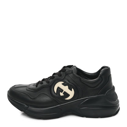 Gucci Dali Soft Calfskin Cut Out Interlocking G Womens Rhyton Sneakers 8.5 Black Ivoire 1 of 9