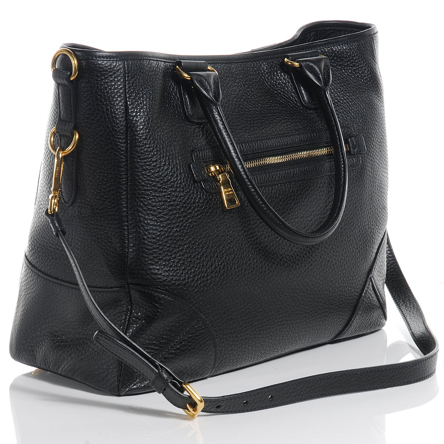 Deerskin Zipper Detail Tote Black