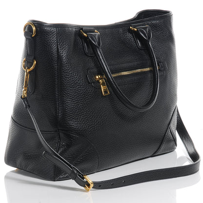 Prada Deerskin Zipper Detail Tote Black 3 of 9