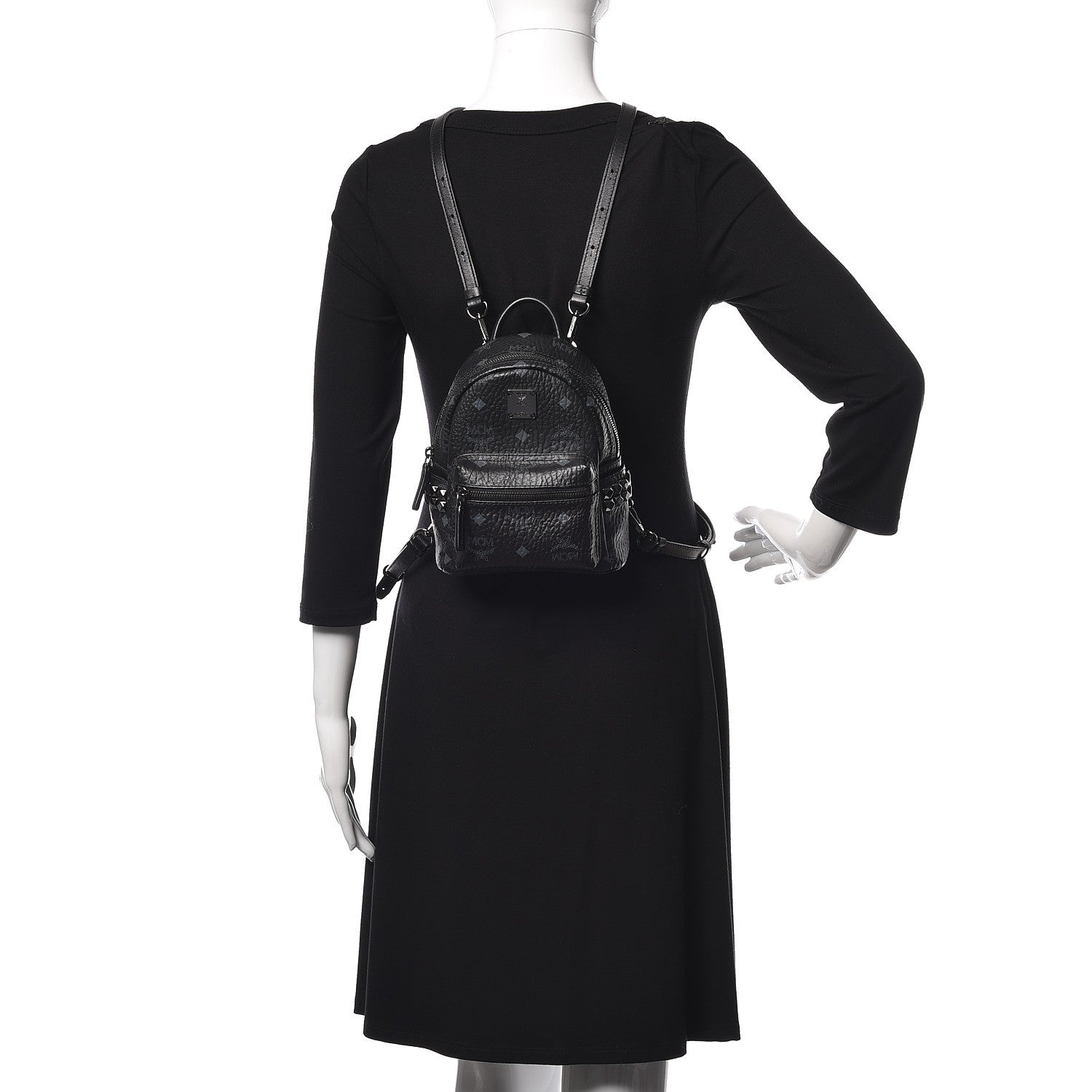 MCM Visetos Studded X-Mini Bebe Boo Backpack Black 2 of 11