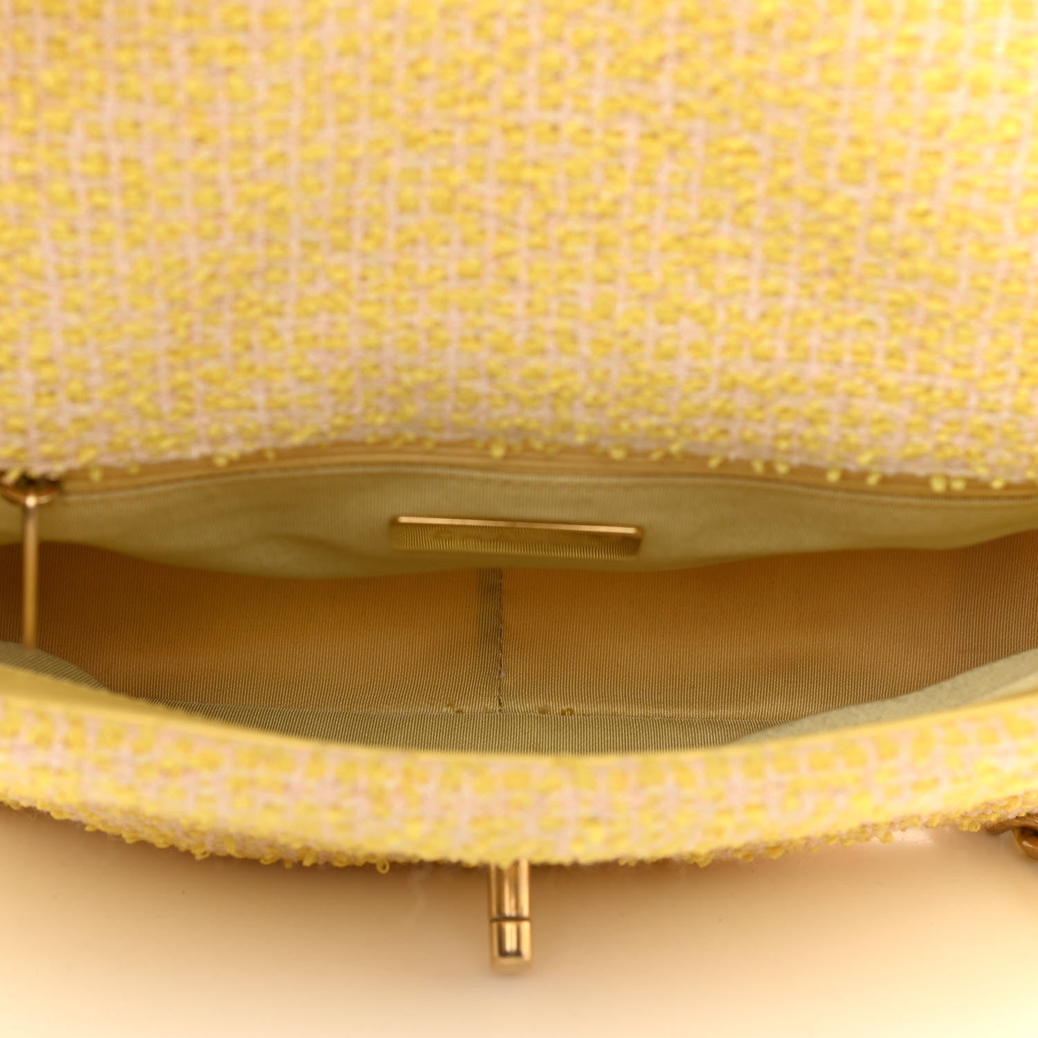 Chanel Tweed Quilted Medium Chanel 19 Flap Yellow Pink 5 of 12