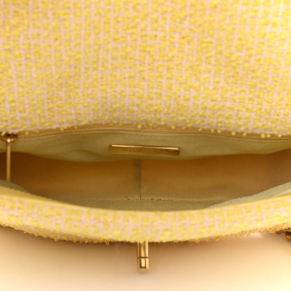 Chanel Tweed Quilted Medium Chanel 19 Flap Yellow Pink 5 of 12