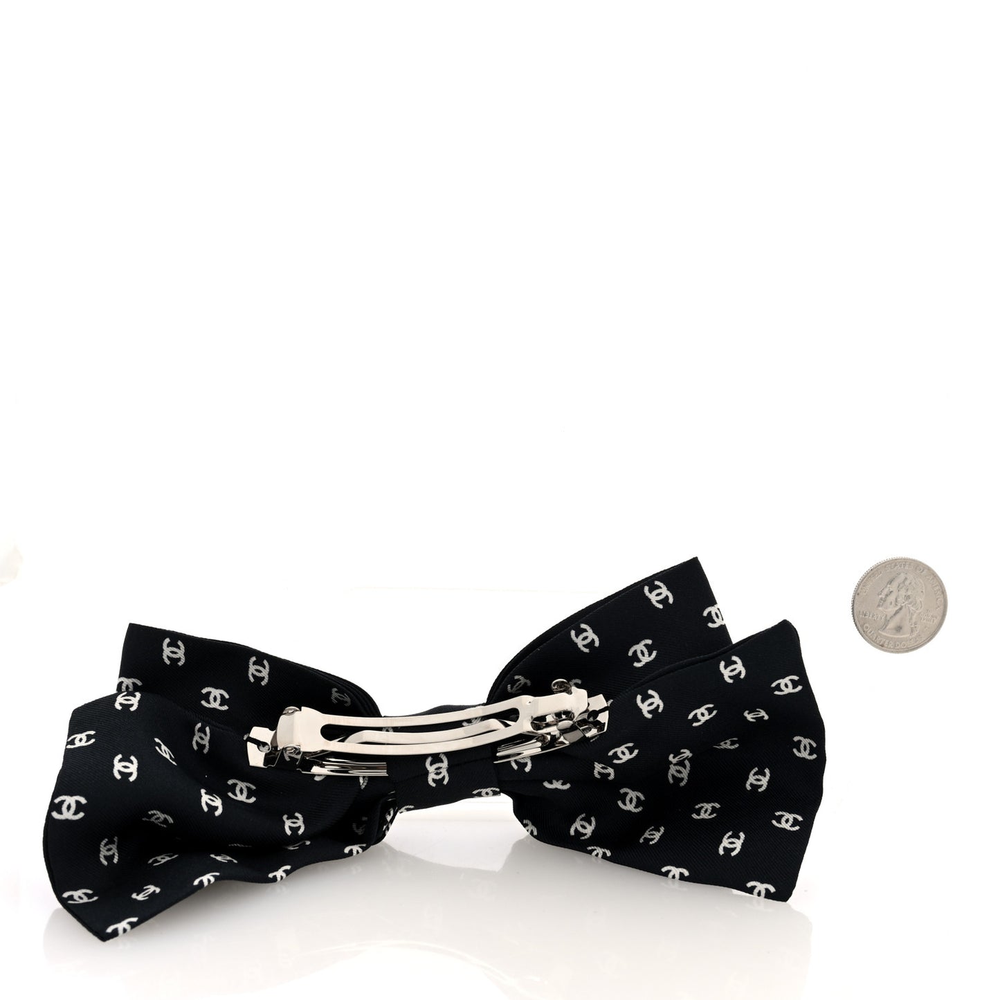 Silk Bow CC Hair Clip Black Ecru
