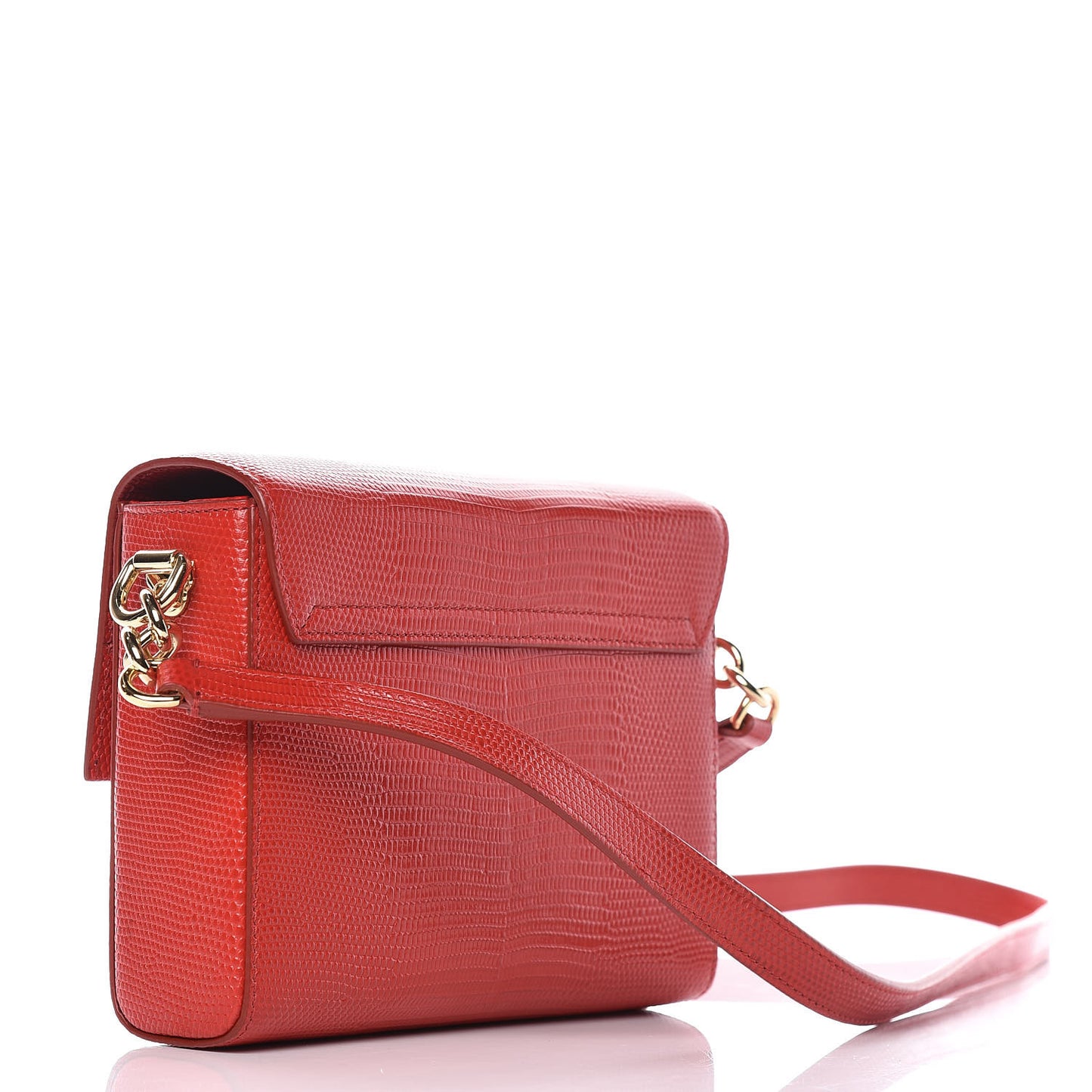 Stampa Iguana Calfskin Crystal Mini Milennials Shoulder Bag Rosso