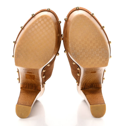 Gucci Suede Clog Platform Clog High Heel Slide Mules 38.5 Brown 5 of 9