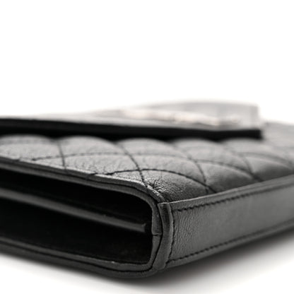Saint Laurent Sheepskin Tri-Quilt Monogram Envelope Chain Wallet Black 9 of 10