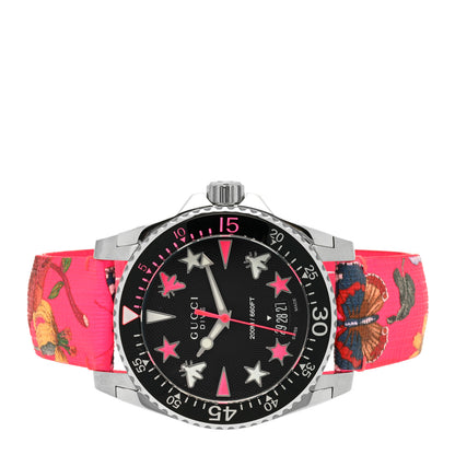Gucci Stainless Steel Calfskin 40mm Dive Floral Quartz Watch 2 of 4