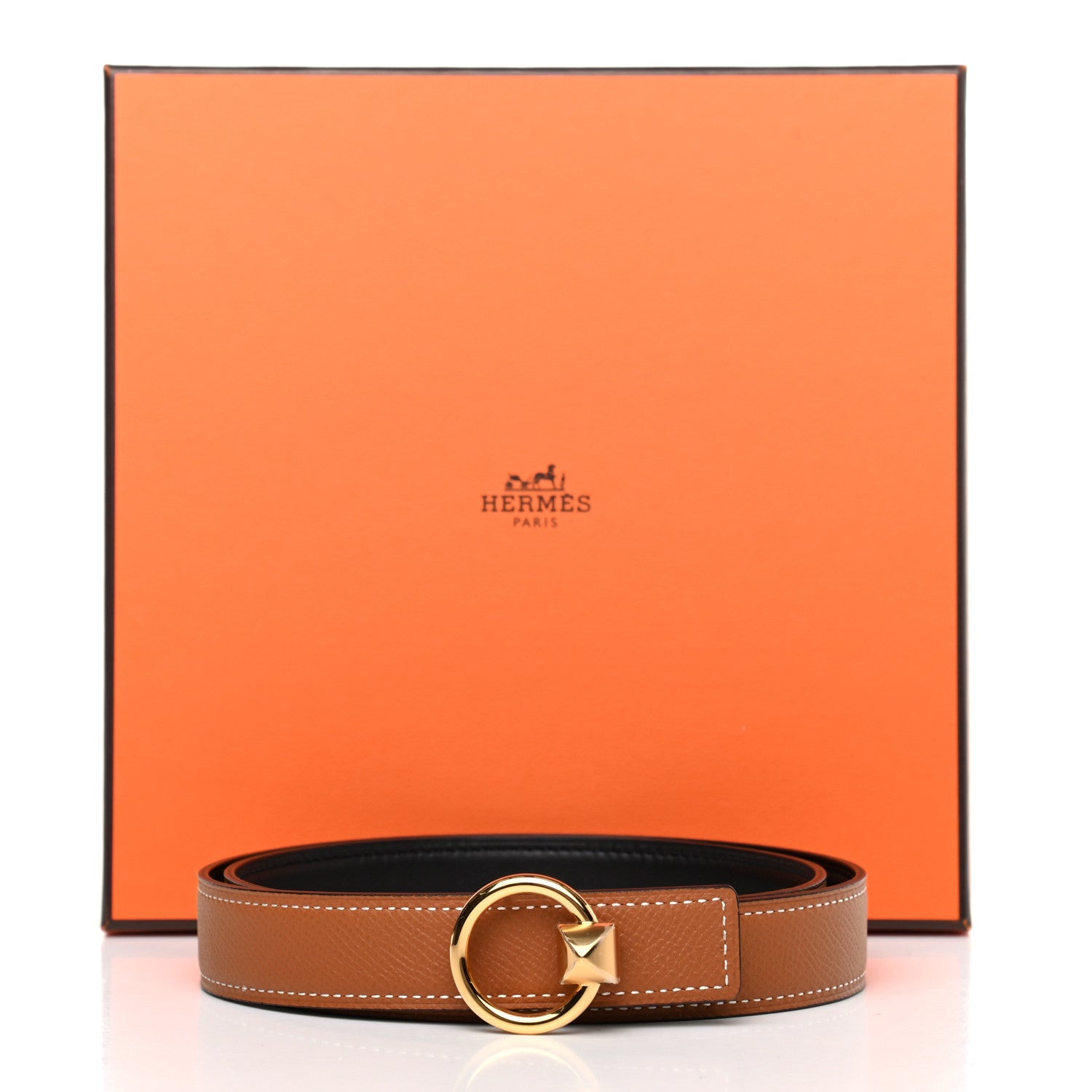 Hermes Swift Epsom 24mm Mini Medor Belt 75 Black Gold 8 of 8