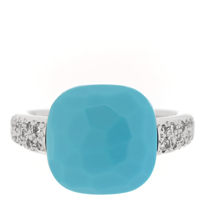 Pomellato 18K White Gold Diamond Turquoise Capri Ring 52 6 1 of 4