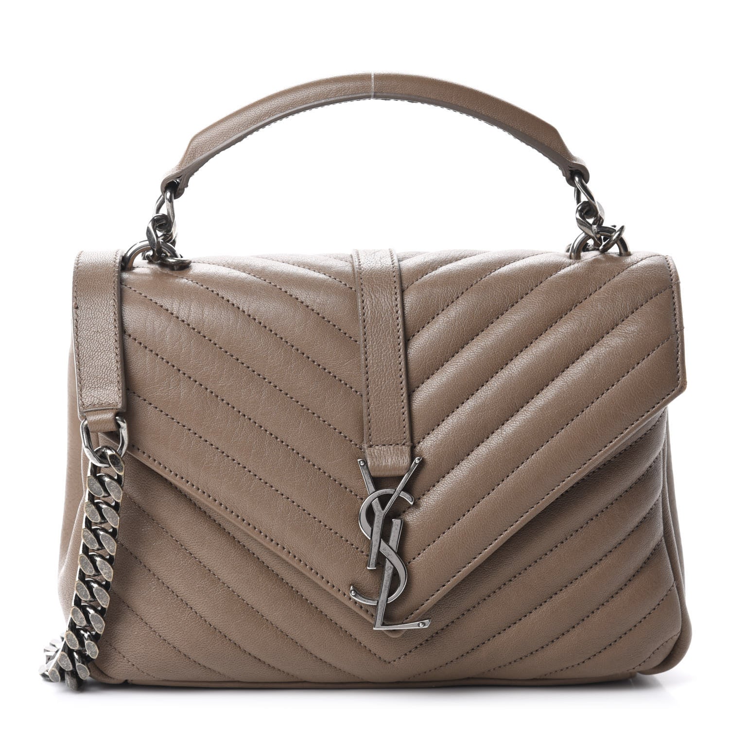 Saint Laurent Sheepskin Matelasse Chevron Monogram Medium College Bag Fard 1 of 13