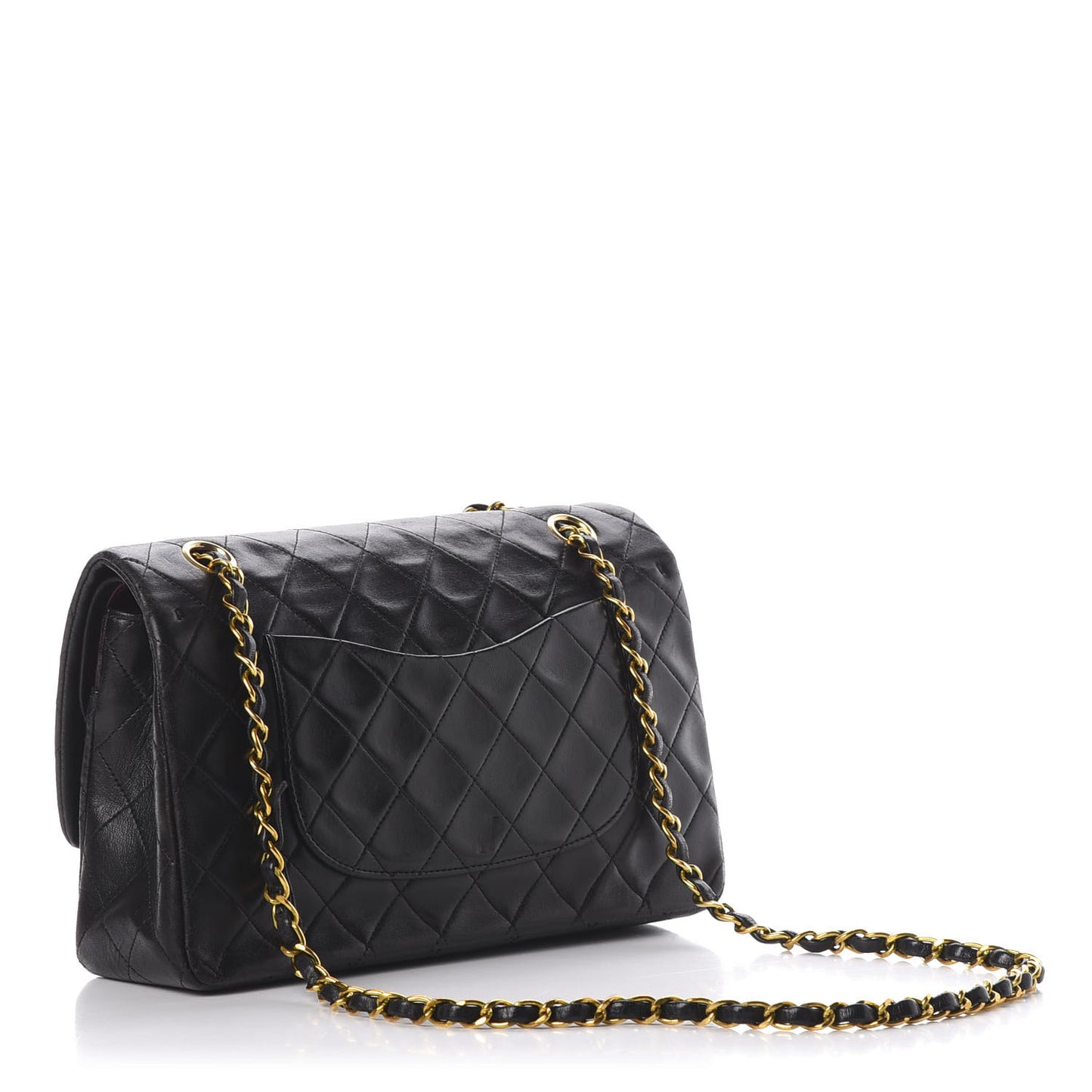 Lambskin Quilted Medium Double Flap Black