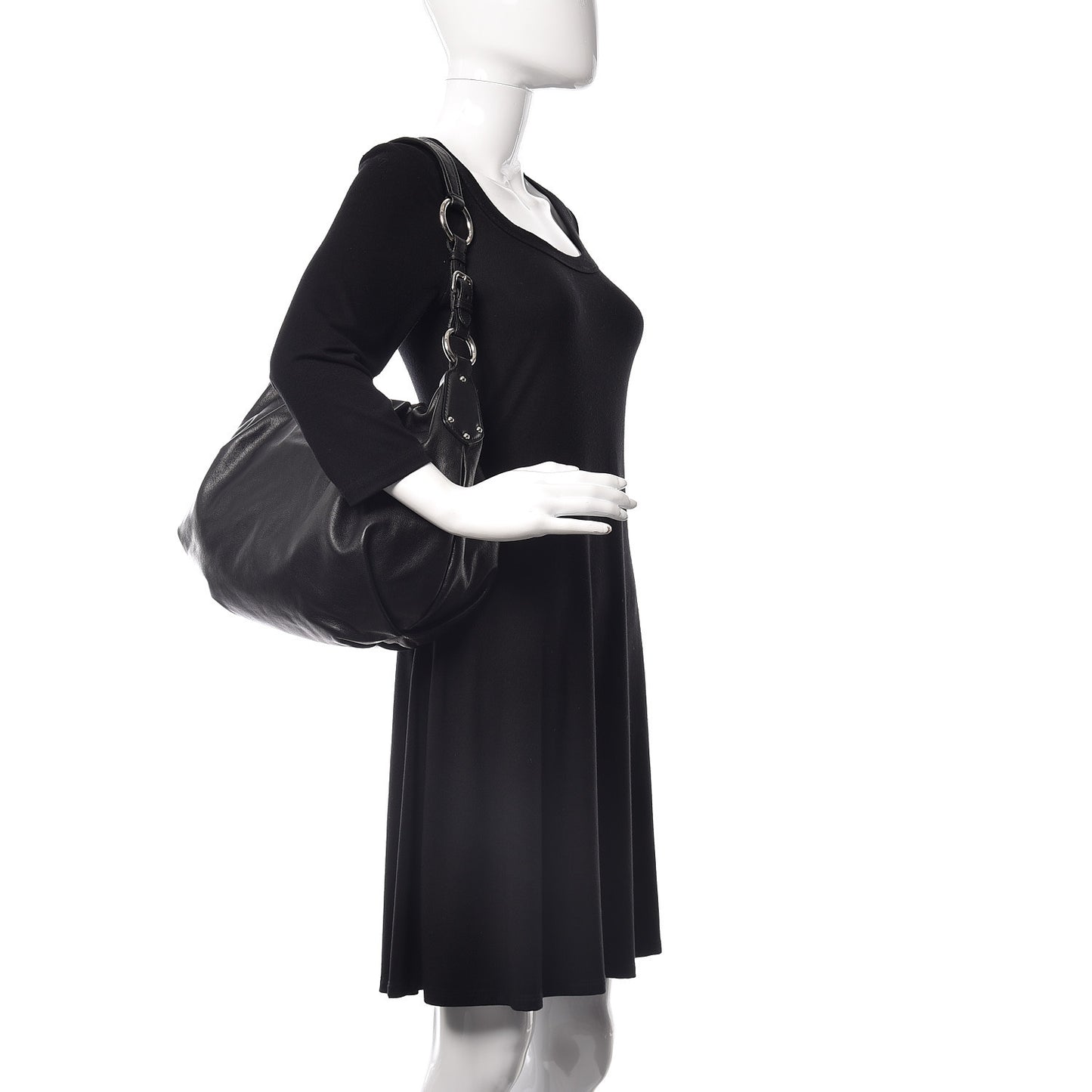 Soft Calf Pleated Hobo Black